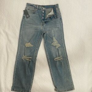 Light wash distressed high rise jeans by Wild Fable